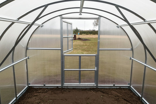 Extra door for arc polycarbonate greenhouse — galvanised steel frame
additional door with latch for AnGreenhouse models Ireland