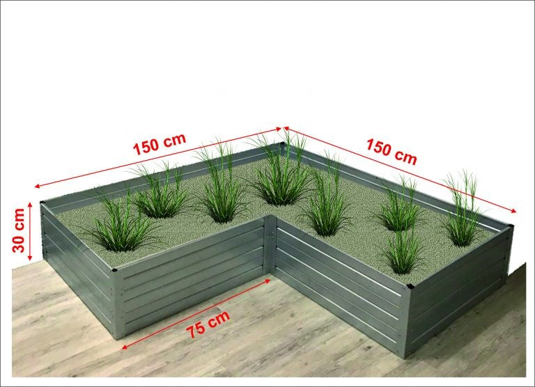 L shape raised bed