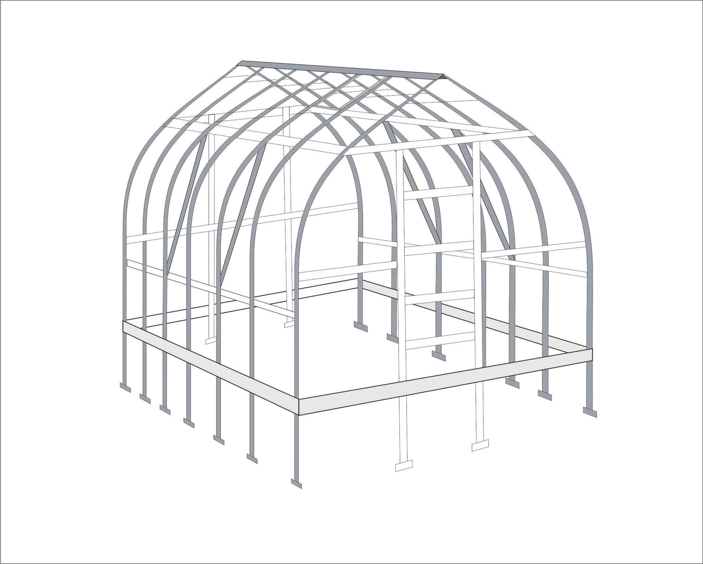 Polycarbonate Greenhouse "RAINDROP" Arches 66cm apart